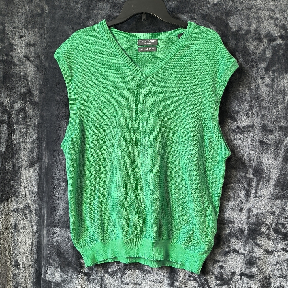 Lyle & Scott Emerald Knit Vest Combed Cotton Men's Large
